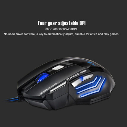 IMICE X7 2400 DPI 7-Key Wired Gaming Mouse with Colorful Breathing Light, Cable Length: 1.8m