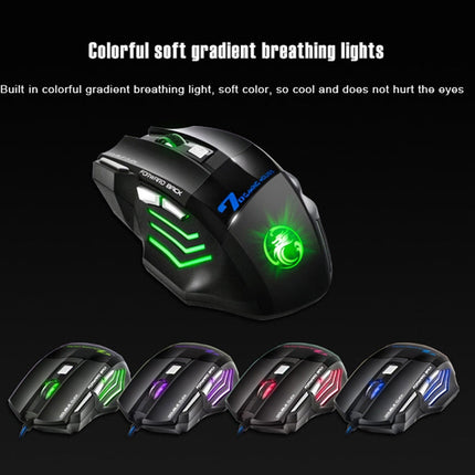 IMICE X7 2400 DPI 7-Key Wired Gaming Mouse with Colorful Breathing Light, Cable Length: 1.8m