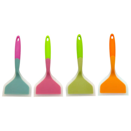 Silicone Nonstick Spatula Wide Mouth Steak Pizza Spatula Kitchen Tool, Green + Green, Pink + Green, Blue + Pink, Orange + Orange