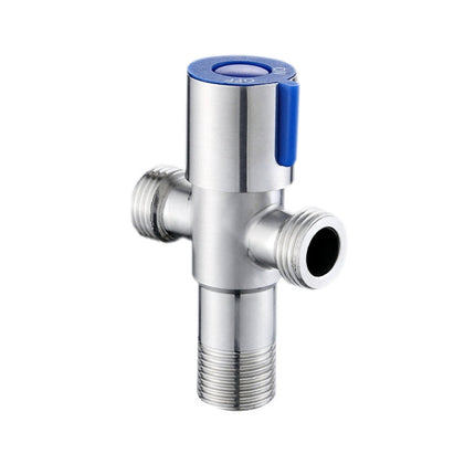 Stainless Steel Double Outlet Angle Valve Single Handle Double Control 1 In 2 Out Electroplating Wire Drawing Angle Valve, Plated, Drawing, Three Round Plated Cold Water, Three Round Plated Hot Water, Plum Wheel Plated Cold Water�����������������������...