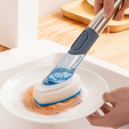 Kitchen Oil Dirty Pan Brush Can Add Detergent Sponge Brush Long Handle Cleaning Brush