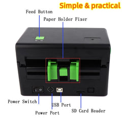 XP-108B 4 Inch 108mm Label Printer Thermal Barcode Printer Shipping Label Printers UPS DHL USPS DPD POCHTA USB Bar Code Maker,EU Plug, USB, USB + Bluetooth Version