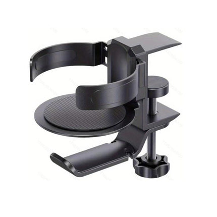 Rotating Cup Holder Headphone Holder Internet Cafe Monitor Headphone Hanger, Black, Moonlight Silver