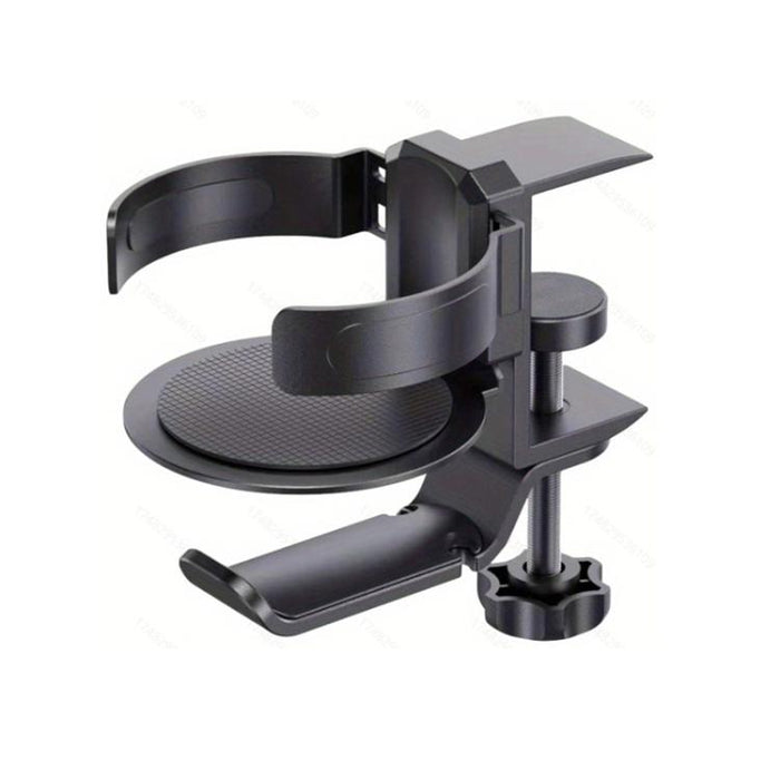 Rotating Cup Holder Headphone Holder Internet Cafe Monitor Headphone Hanger, Black, Moonlight Silver