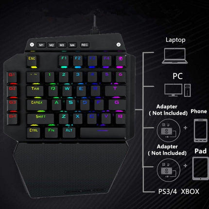 K700 44 Keys RGB Luminous Switchable Axis Gaming One-Handed Keyboard, Cable Length: 1m, Blue Shaft, Tea Shaft, Black Shaft, Red Shaft
