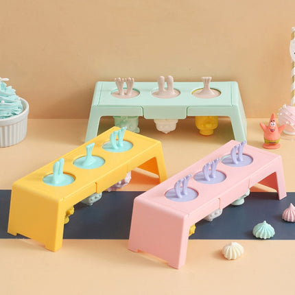 Silicone Cartoon Ice Cream Mold With Cover Easy Demoulding Home-Made Popsicle Mould, Random Color Delivery