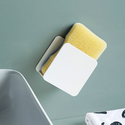 Kitchen Sink Sponge Rack Wall-mounted Scouring Pad Drain Rack, Sink Sponge Rack(White)