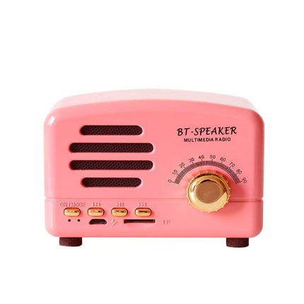 BT01 Retro Bluetooth Wireless Mini Speaker Portable Radio Support TF Card, Pink, Blue, Black, Red, Wood Grain