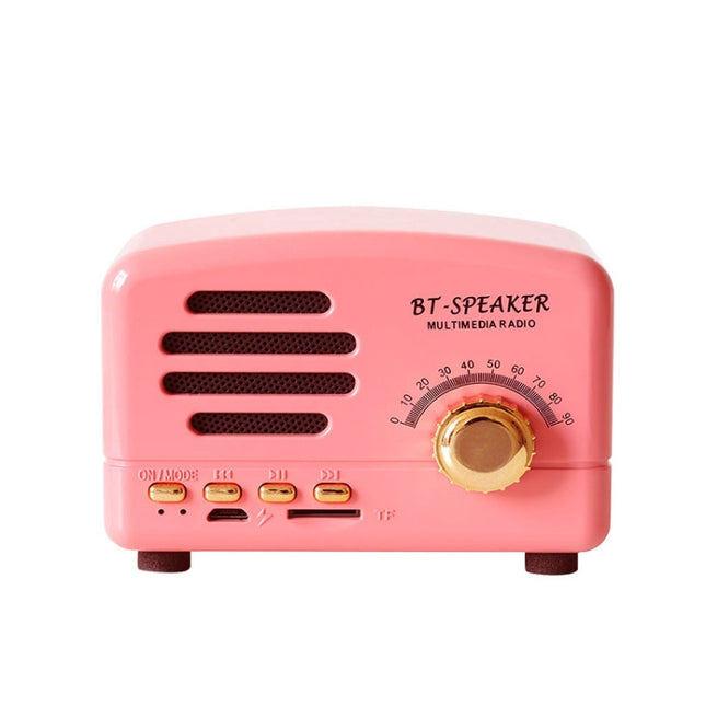 BT01 Retro Bluetooth Wireless Mini Speaker Portable Radio Support TF Card, Pink, Blue, Black, Red, Wood Grain