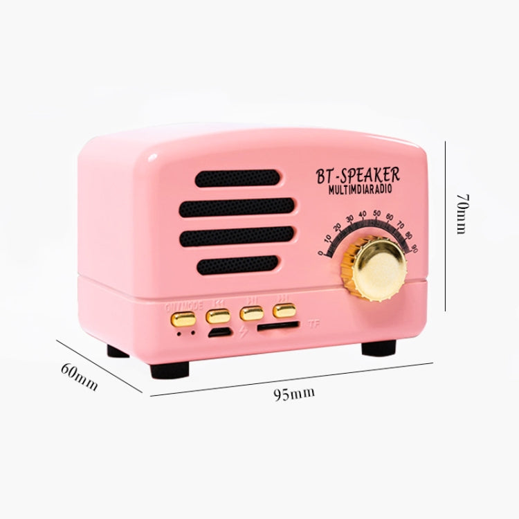 BT01 Retro Bluetooth Wireless Mini Speaker Portable Radio Support TF Card, Pink, Blue, Black, Red, Wood Grain