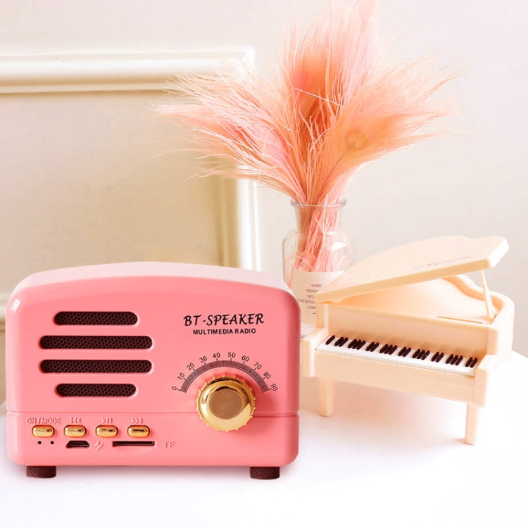 BT01 Retro Bluetooth Wireless Mini Speaker Portable Radio Support TF Card, Pink, Blue, Black, Red, Wood Grain