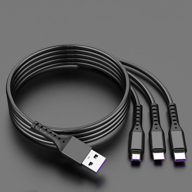 2 PCS ZZ034 USB To 8 Pin + USB-C / Type-C + Micro USB 3 In 1 Fast Charging Cable, Style:, 5A Super Fast-Black, 5A Super Fast-Red, Silicone-Green, Silicone-Red, Silicone-Yellow, Silicone-Purple, Mini-Silver, Mini-Red, Mini-Blue, Mini-Black, Retractable-...