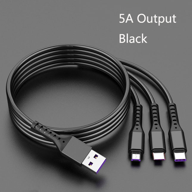 2 PCS ZZ034 USB To 8 Pin + USB-C / Type-C + Micro USB 3 In 1 Fast Charging Cable, Style:, 5A Super Fast-Black, 5A Super Fast-Red, Silicone-Green, Silicone-Red, Silicone-Yellow, Silicone-Purple, Mini-Silver, Mini-Red, Mini-Blue, Mini-Black, Retractable-...
