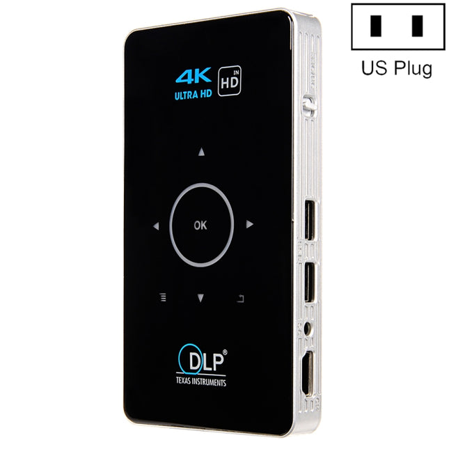 C6 1G+8G Android System Intelligent DLP HD Mini Projector Portable Home Mobile Phone Projector，, US Plug  (Black), EU Plug (Black), UK Plug (Black), AU Plug (Black), US Plug (White), AU Plug (White)