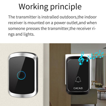 CACAZI A50 1 For 1 Wireless Music Doorbell without Battery