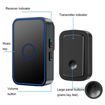 CACAZI  A19 One Button Three Receivers Wireless Music Doorbell without Battery