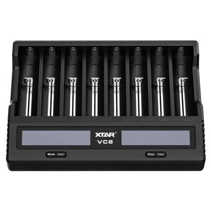 XTAR 8-Slot Battery Charger LCD Display Charger QC3.0 Type C Fast Charger for 21700 / 18650 Battery, VC8