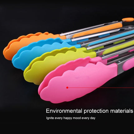 Kitchen Silicone Cooking Salad Stainless Steel Handle Food Clip, Steel Handle Food Clip(Blue), Steel Handle Food Clip(Pink), Steel Handle Food Clip(Yellow)