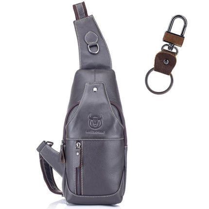 BULL CAPTAIN 019 Retro Men Leather Crossbody Shoulder Bag First-Layer Cowhide Chest Bag, Colour: Black + Buckle, Chestnut Brown, Yellow Brown, Gray Brown, Pure Black, Chestnut Brown + Buckle + Bracket, Black + Buckle + Bracket, Yellow + Buckle + Bracke...