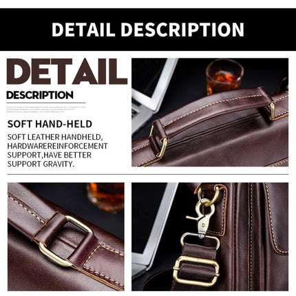 BUFF CAPTAIN 302 First-Layer Cowhide Men Casual Shoulder Bag Leather Retro Briefcase