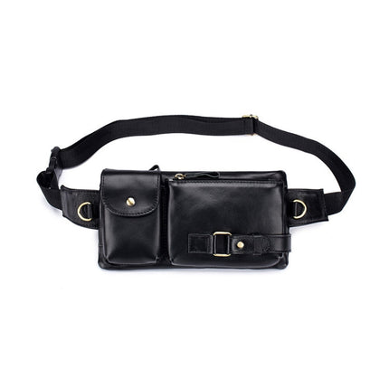 BULL CAPTAIN 020 Men Small Mobile Phone Waist Bag Crossbody Multi-Function Chest Bag, Black, Brown