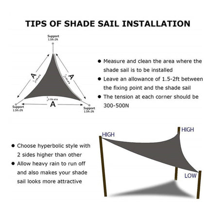 Triangle Outdoor Garden Sunshade Sail Waterproof Anti-UV Canopy, Size: 6m x 6m x 6m, 6m x 6m x 6m