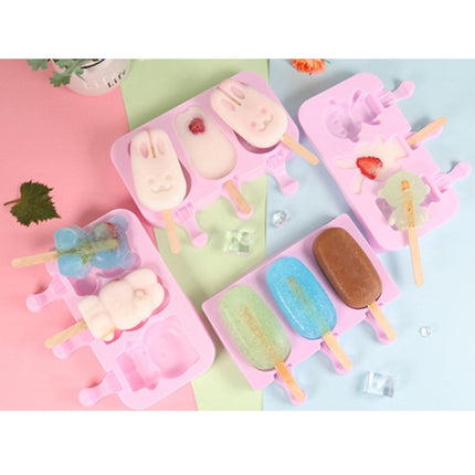 Cute Cartoon Silicone Ice Cream Popsicle Mold with Lid & Stick