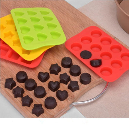 Silicone Chocolate Mold Tray Creative Geometry Shaped Ice Cube Cake decoration Mold, Round, Square, Heart, Star