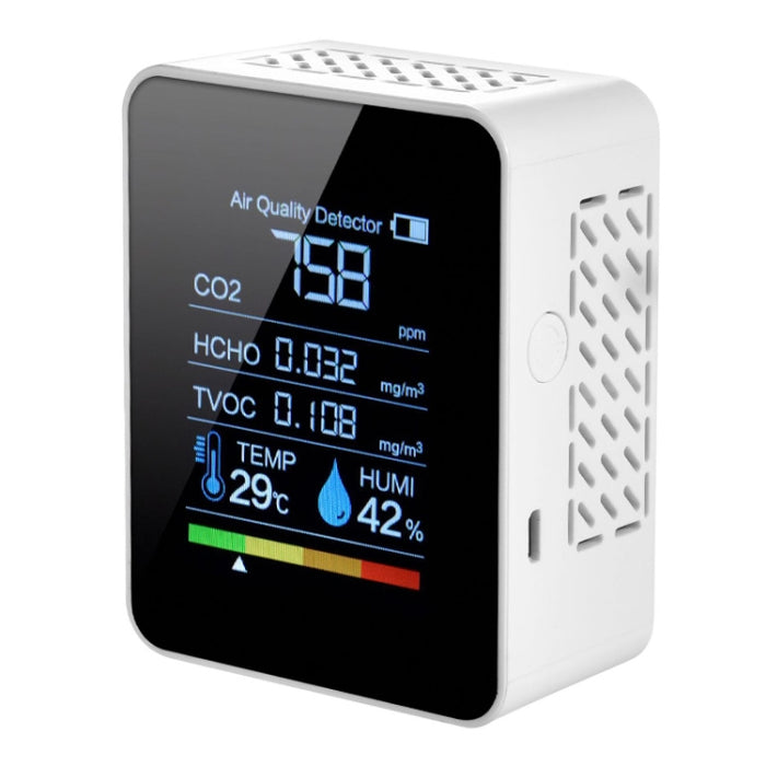 Portable CO2 Air Quality Formaldehyde Carbon Dioxide Detector Indoor Temperature Hygrometer with LED Digital Display, 5 in 1 Semiconductor