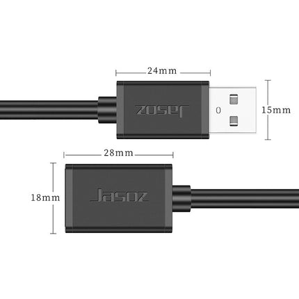Jasoz USB Male to Female Oxygen-Free Copper Core Extension Data Cable, Colour: Black 0.5m, Black 0.5m, Black 1m, Black 1.5m, Black 2m, Black 3m, Black 5m, Dark Blue 0.5m, Dark Blue 1m, Dark Blue 1.5m, Dark Blue 2m, Dark Blue 3m, Dark Blue 5m, Black 8m ...