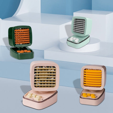 A5 Mini Humidifying Refrigeration Air Conditioning Fan USB Home Desktop Water Cooling Fan, Vintage Green, Mint Green, Ivory Camel, Girl Pink