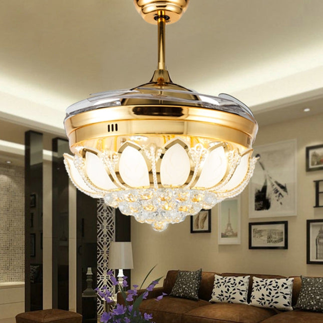 Invisible Crystal Fan LED Chandelier Home Living Room Bedroom Variable Frequency Ceiling Fan Light with Remote Control, 42 inch 115 Three Colors 36W, 42 inch 116 Three Colors 36W, 42 inch 114 Three Colors 36W, 42 inch 112 Three Colors 36W��������������...