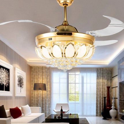 Invisible Crystal Fan LED Chandelier Home Living Room Bedroom Variable Frequency Ceiling Fan Light with Remote Control, 42 inch 115 Three Colors 36W, 42 inch 116 Three Colors 36W, 42 inch 114 Three Colors 36W, 42 inch 112 Three Colors 36W��������������...