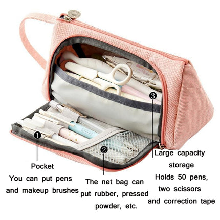 Angoo Large Capacity Pencil Case Cute Canvas Stationery Bag, Black White In The Palm