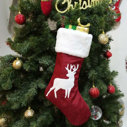 Embroidered Christmas Stocking Pendant Candy Gift Bag, Style A, Style B, Snowflake, Tree
