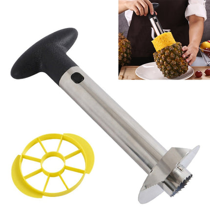 2 PCS Stainless Steel Pineapple Peeler Slicers Fruit Cutter Kitchen Tools, Pineapple Corer Slicer (Black handle), Pineapple Corer Slicer (Yellow handle), Pineapple Corer Slicer (Fruit Green handle)