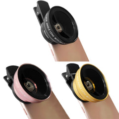 2 PCS 0.45X Ultra-Wide-Angle Macro Combination Mobile Phone External Lens With Clip