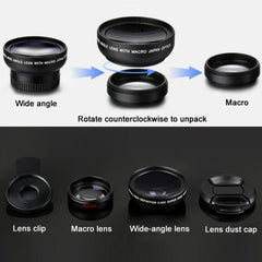 2 PCS 0.45X Ultra-Wide-Angle Macro Combination Mobile Phone External Lens With Clip