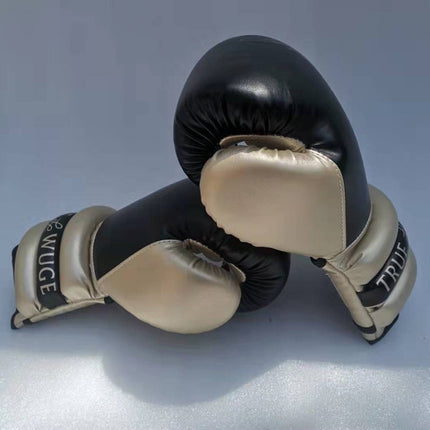 Boxing Sanda Gloves Free Fighting Half Finger Boxing Gloves, Black Golden