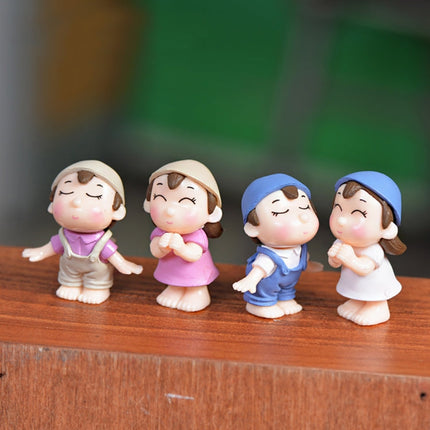 4 PCS Boys and Girls Micro Landscape Ornaments Toy House Decorations, Random Style Delivery, 4 PCS Boys and Girls House Decorations