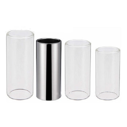 M02219 4 in 1 Plexiglass Slid Bar + Stainless Steel Slid Bar + Celluloid Guitar Finger Pick + Plastic Box Set, Plexiglass Slid Bar