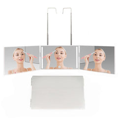 Three-Sided Mirror With LED Light Retractable Hanging Three-Fold Mirror With 10X Magnification Small Mirror