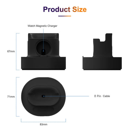 2 In 1 Smart Watch Charging Bracket Desktop Silicone Watch Charging Stand For Apple Watch, Black, White, Pink, Deep Blue, Grey