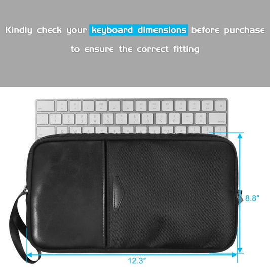 Universal PU Leather + Nylon Waterproof Zipper Portable Keyboard Storage Bag For Apple Wireless Keyboard A1314 & Magic Keyboard A1644