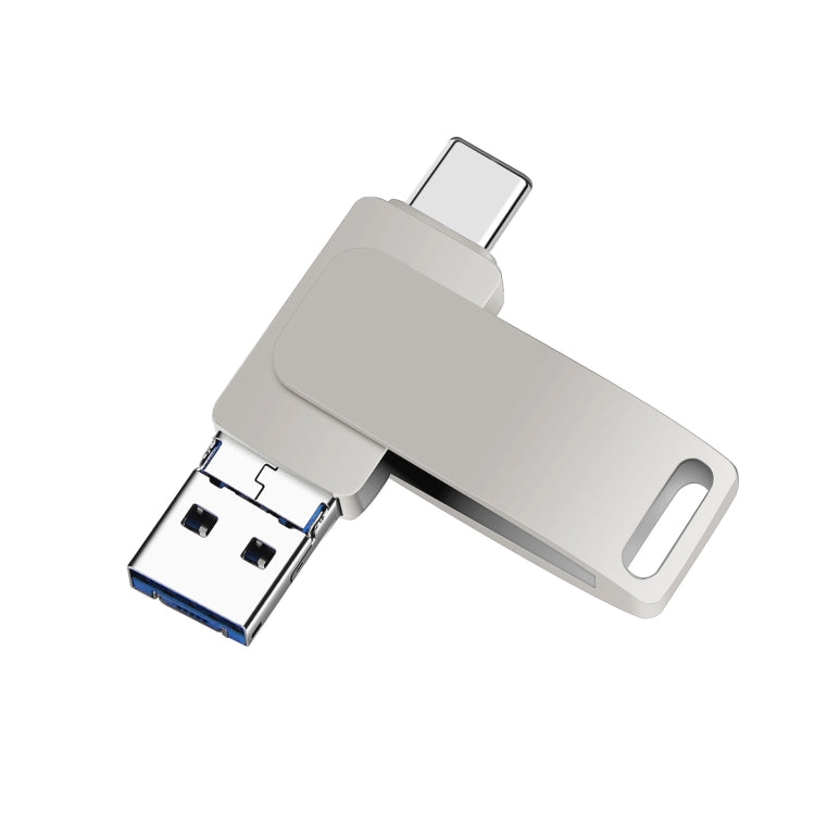 USB 3.0 + 8 Pin + USB-C / Type-C 3 in 1 Phone Computer Metal Rotatable U-Disk, 16 GB, 32GB, 64GB, 128GB, 256GB, 512GB