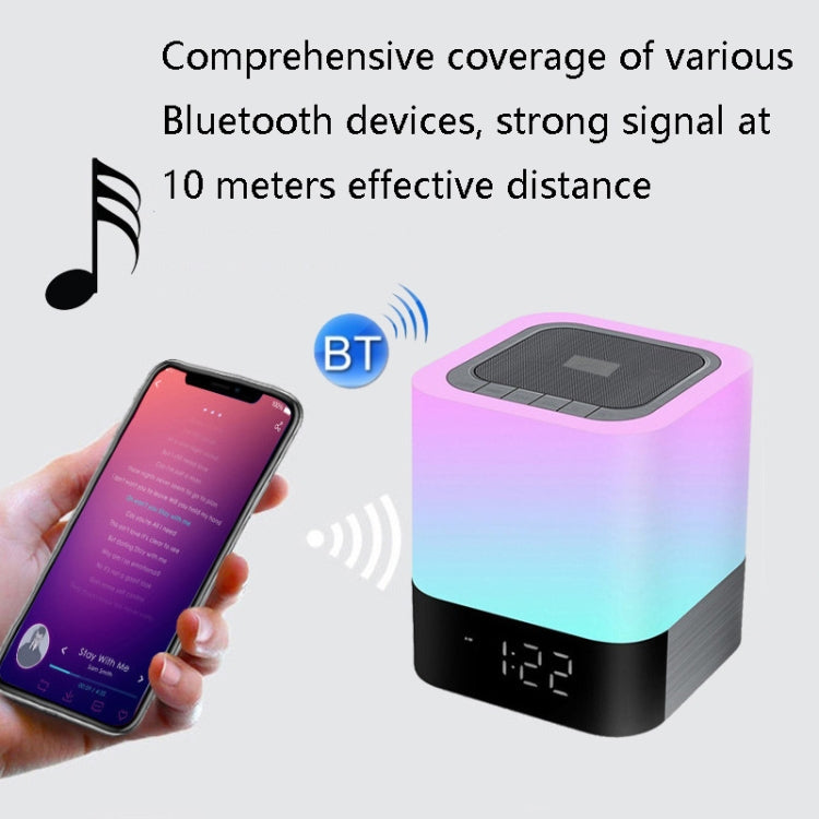 MUSKY Wireless Bluetooth Speaker Bedside Alarm Clock Touch Sensor Night Lamp Mini Speaker, Colorful Light, White Light