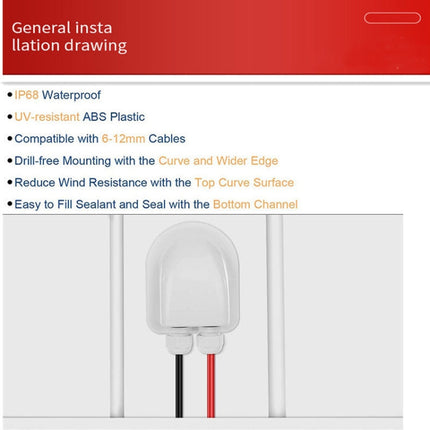 Solar Photovoltaic Plastic Bracket ABS Photovoltaic Car Roof Waterproof Junction Box, White, Black