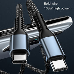 1m 100W PD Fast Charge Type-C Male to Male Data Sync Charging Braided Cable, 1m, 2m