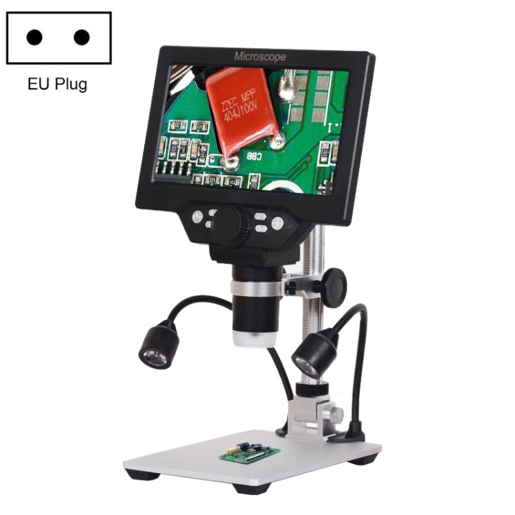 G1200D 7 Inch LCD Screen 1200X Portable Electronic Digital Desktop Stand Microscope, EU Plug With Battery, US Plug With Battery, AU Plug With Battery, UK Plug With Battery