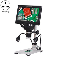 G1200D 7 Inch LCD Screen 1200X Portable Electronic Digital Desktop Stand Microscope, EU Plug With Battery, US Plug With Battery, AU Plug With Battery, UK Plug With Battery